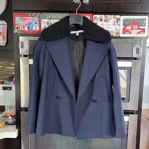 Nordstrom Collection Navy Pea Coat with Sherpa Collar